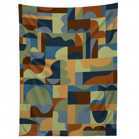 Gigi Rosado Geometric collage forest Tapestry