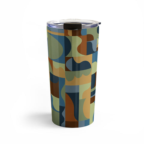 Gigi Rosado Geometric collage forest Travel Mug