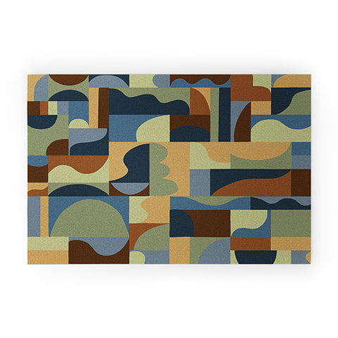 Gigi Rosado Geometric collage forest Welcome Mat