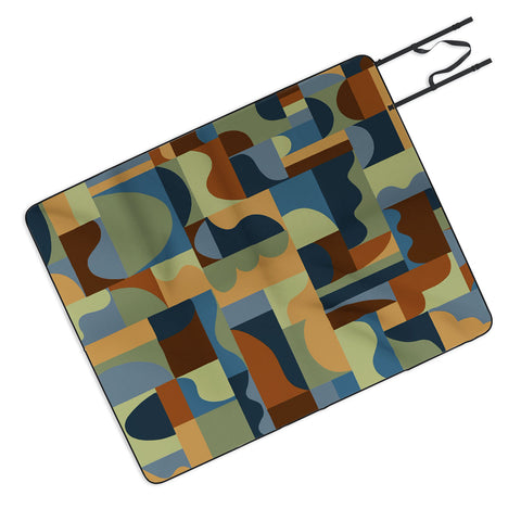 Gigi Rosado Geometric collage forest Picnic Blanket