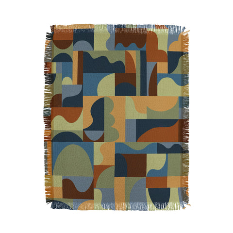 Gigi Rosado Geometric collage forest Throw Blanket
