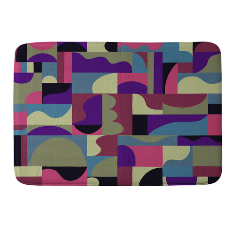 Gigi Rosado Geometric collage patchouli Memory Foam Bath Mat