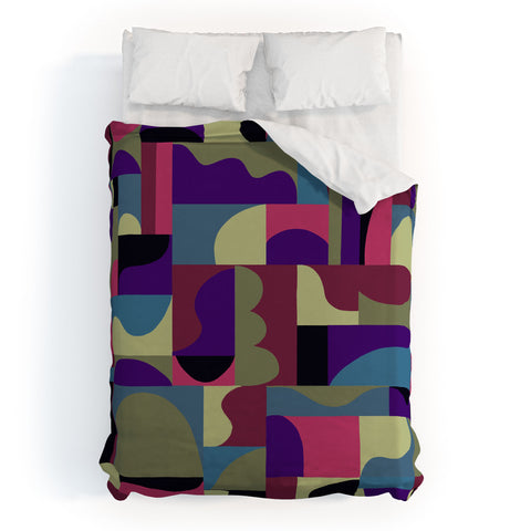 Gigi Rosado Geometric collage patchouli Duvet Cover