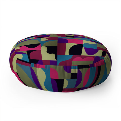 Gigi Rosado Geometric collage patchouli Floor Pillow Round