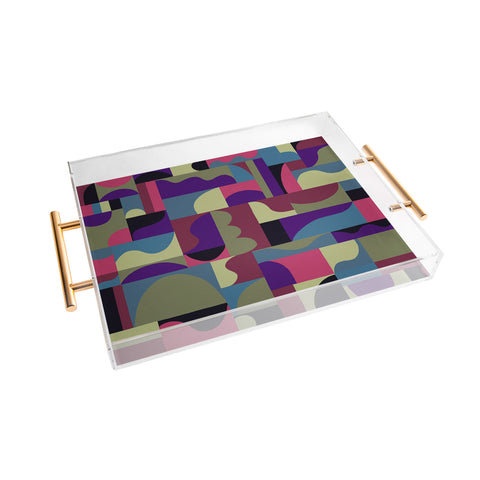 Gigi Rosado Geometric collage patchouli Acrylic Tray