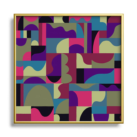 Gigi Rosado Geometric collage patchouli Square Metal Framed Art Print