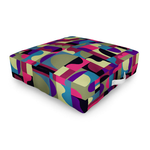 Gigi Rosado Geometric collage patchouli Outdoor Floor Cushion
