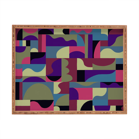 Gigi Rosado Geometric collage patchouli Rectangular Tray