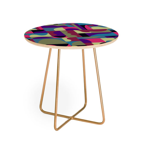Gigi Rosado Geometric collage patchouli Round Side Table