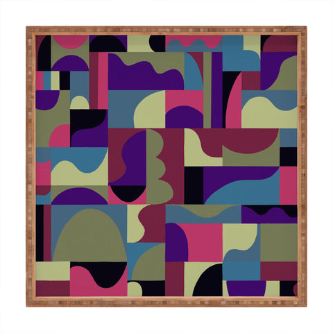 Gigi Rosado Geometric collage patchouli Square Tray