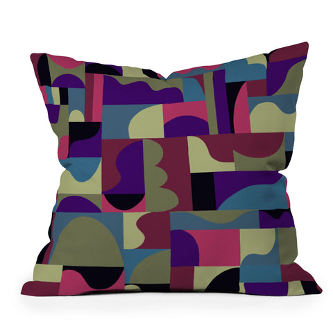 Gigi Rosado Geometric collage patchouli Outdoor Throw Pillow