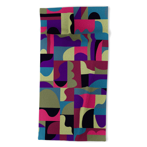 Gigi Rosado Geometric collage patchouli Beach Towel