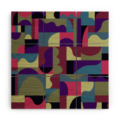 Gigi Rosado Geometric collage patchouli Wood Wall Mural