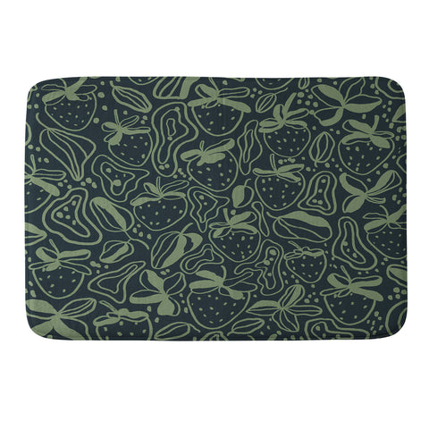 Gigi Rosado Green strawberries Memory Foam Bath Mat