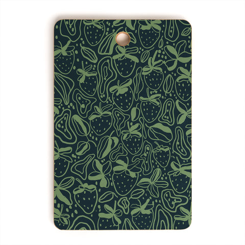 Gigi Rosado Green strawberries Cutting Board Rectangle