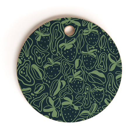 Gigi Rosado Green strawberries Cutting Board Round