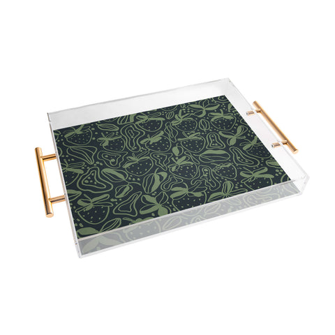Gigi Rosado Green strawberries Acrylic Tray