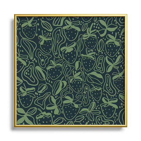 Gigi Rosado Green strawberries Square Metal Framed Art Print