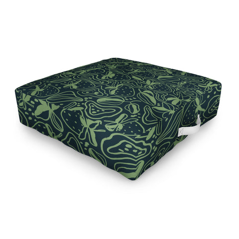 Gigi Rosado Green strawberries Outdoor Floor Cushion