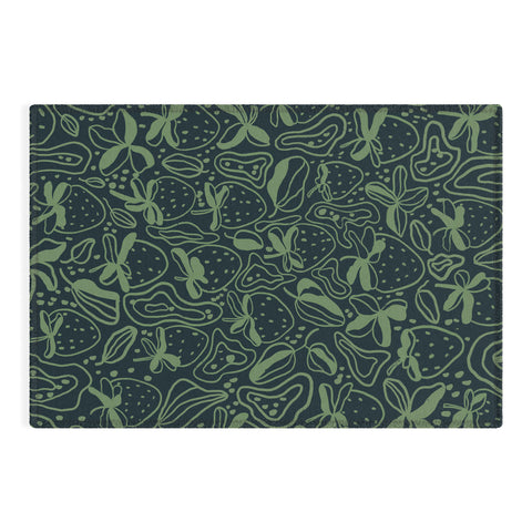Gigi Rosado Green strawberries Outdoor Rug