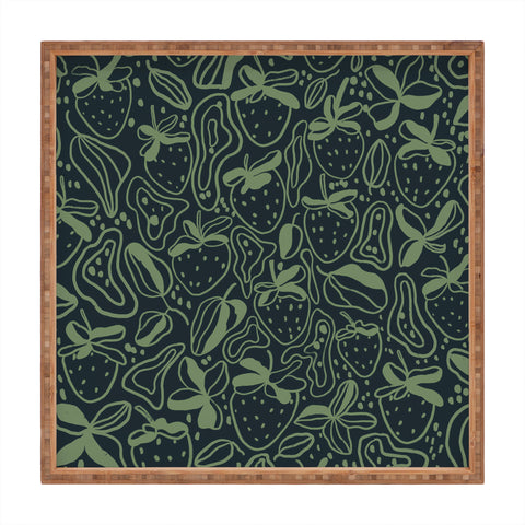 Gigi Rosado Green strawberries Square Tray