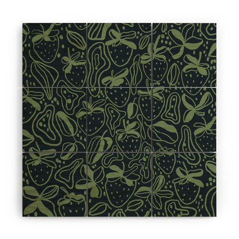 Gigi Rosado Green strawberries Wood Wall Mural