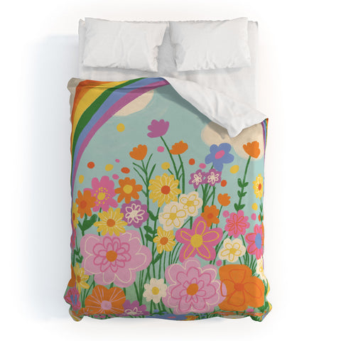 Gigi Rosado Happy rainbow Duvet Cover