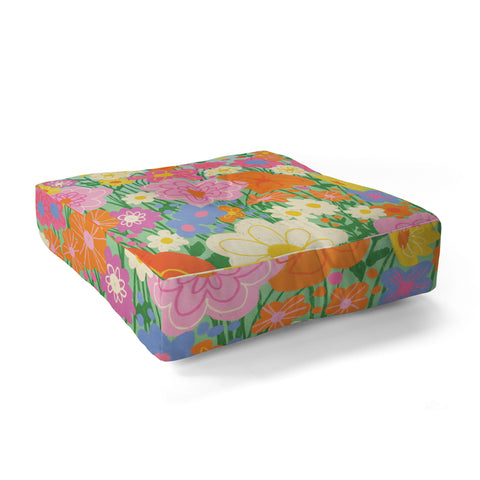 Gigi Rosado Happy rainbow Floor Pillow Square