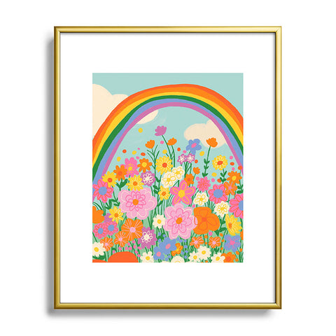 Gigi Rosado Happy rainbow Metal Framed Art Print