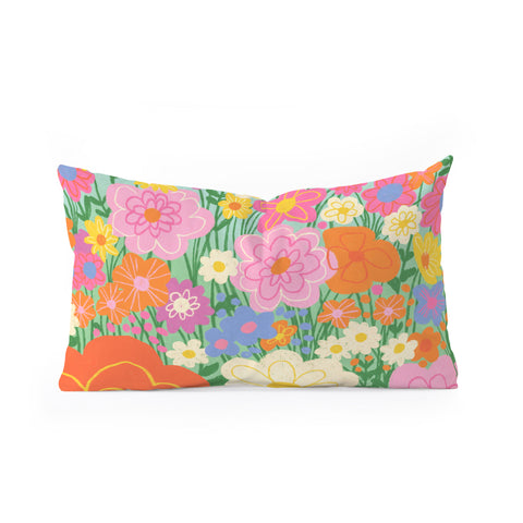 Gigi Rosado Happy rainbow Oblong Throw Pillow