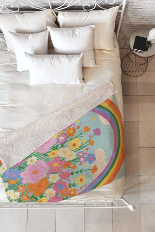 Gigi Rosado Happy rainbow Fleece Throw Blanket