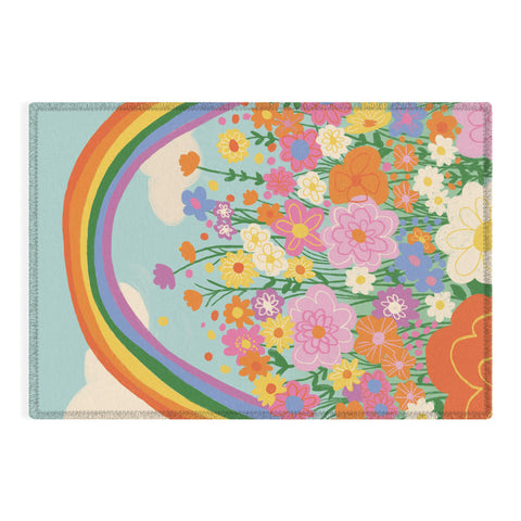 Gigi Rosado Happy rainbow Outdoor Rug