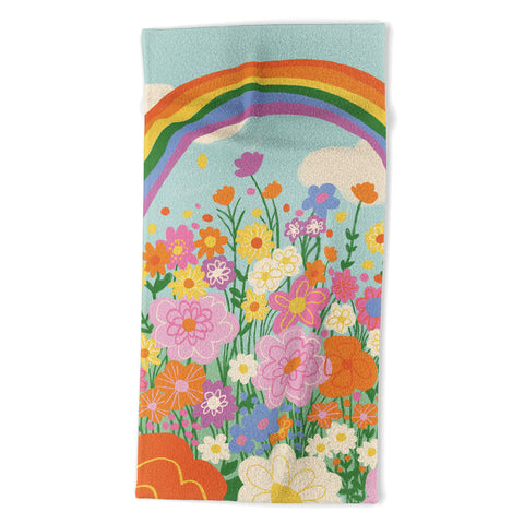 Gigi Rosado Happy rainbow Beach Towel