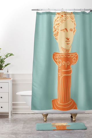 Gigi Rosado Head on pedestal Shower Curtain And Mat