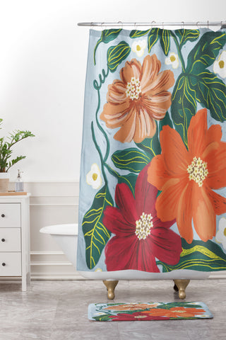 Gigi Rosado In full bloom II Shower Curtain And Mat