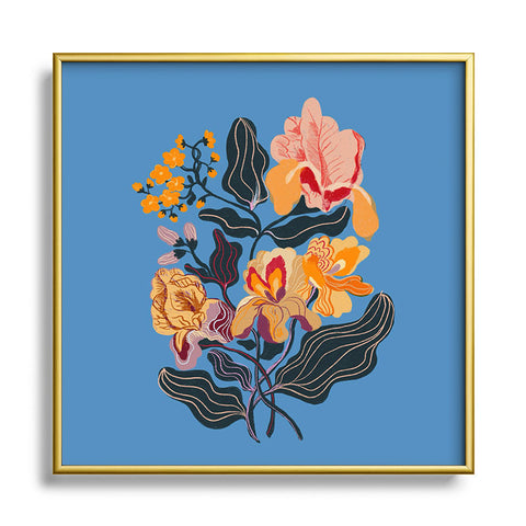 Gigi Rosado Iris dream blue Square Metal Framed Art Print