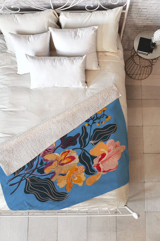 Gigi Rosado Iris dream blue Fleece Throw Blanket