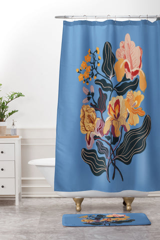 Gigi Rosado Iris dream blue Shower Curtain And Mat