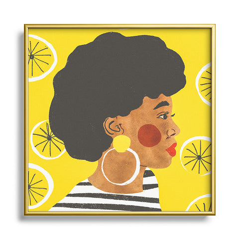 Gigi Rosado Lemonade I Square Metal Framed Art Print