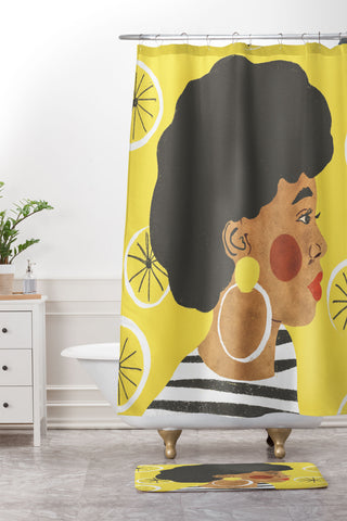 Gigi Rosado Lemonade I Shower Curtain And Mat