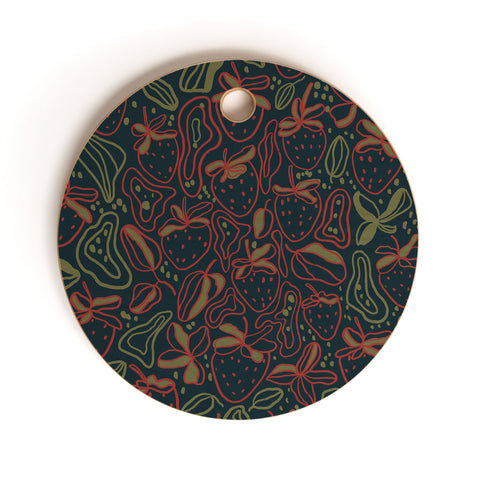 Gigi Rosado Lunar strawberries Cutting Board Round