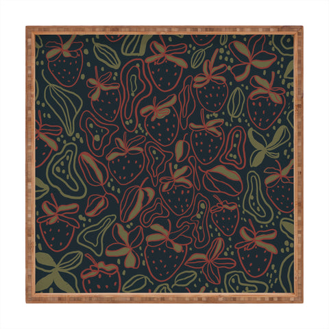 Gigi Rosado Lunar strawberries Square Tray