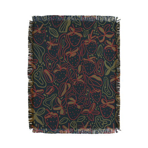 Gigi Rosado Lunar strawberries Throw Blanket