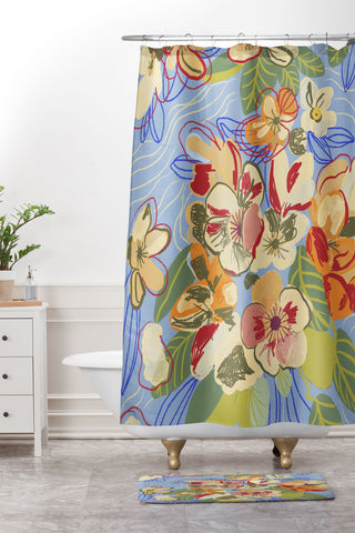 Gigi Rosado Morning oasis Shower Curtain And Mat
