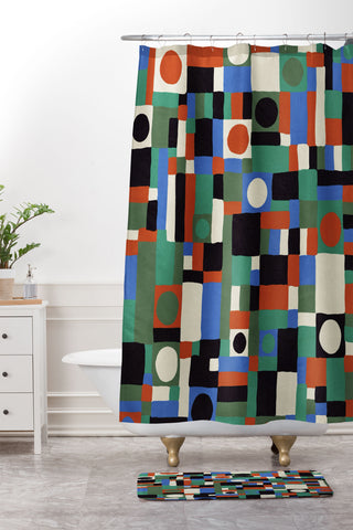 Gigi Rosado Mozaika Shower Curtain And Mat