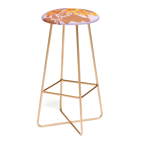 Gigi Rosado Orange flowers I Bar Stool