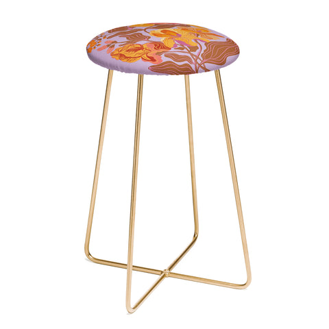Gigi Rosado Orange flowers I Counter Stool