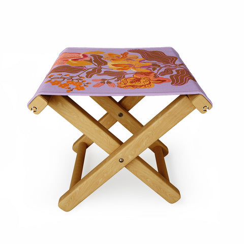 Gigi Rosado Orange flowers I Folding Stool