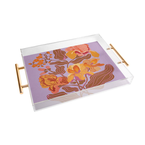 Gigi Rosado Orange flowers I Acrylic Tray