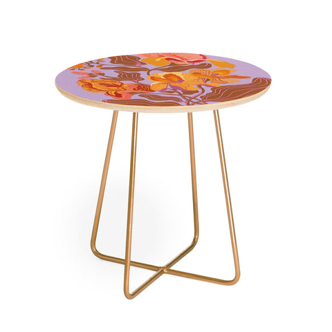 Gigi Rosado Orange flowers I Round Side Table
